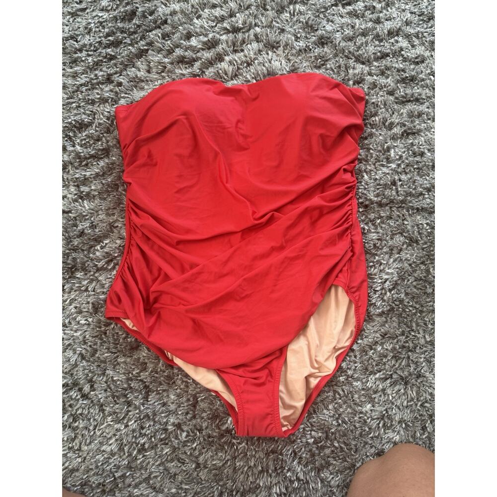 NWT J. Crew Gemma Ruched Strapless One Piece Bathing Swim Suit Adj Strap Size 22
